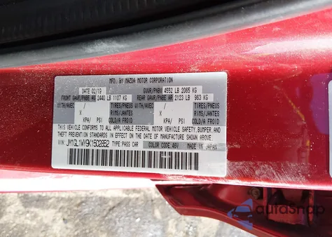 2019 Mazda Mazda6 Grand Touring Reserve from USA, damaged, VIN JM1GL1WY9K1502852